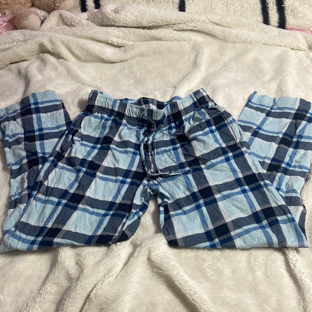 Women’s small blue plaid pajama pants